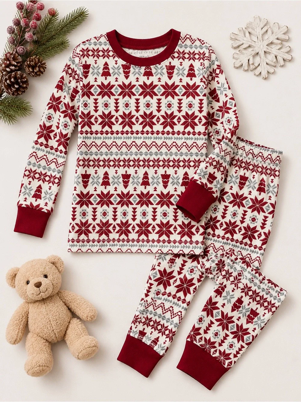 Carter's Red and White Fair Isle Pajama Set